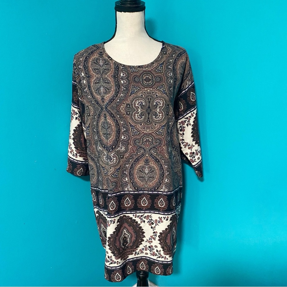 Boohoo 8 Purple Multicolor Baroque Print Floral Shift Dress